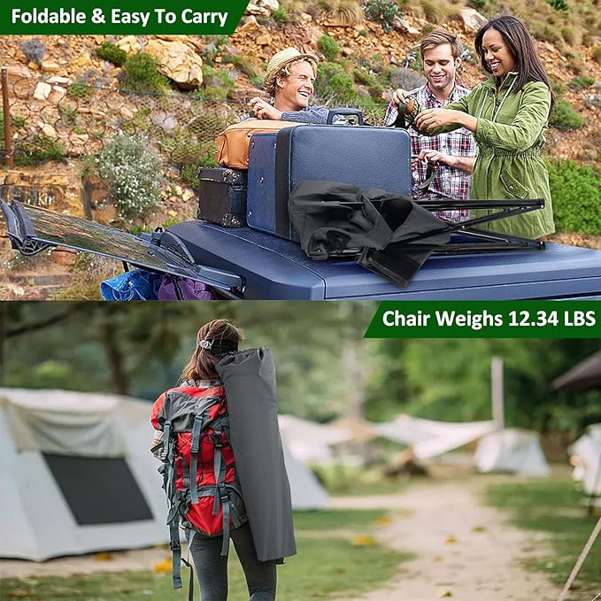 Leonyo Oversized 2 Person Camping Chair, Double Camping Loveseat Chair for Adults, Foldable & Comfortable Double Seat for Lawn, Backyard, Beach, Sports, Movie, Grey