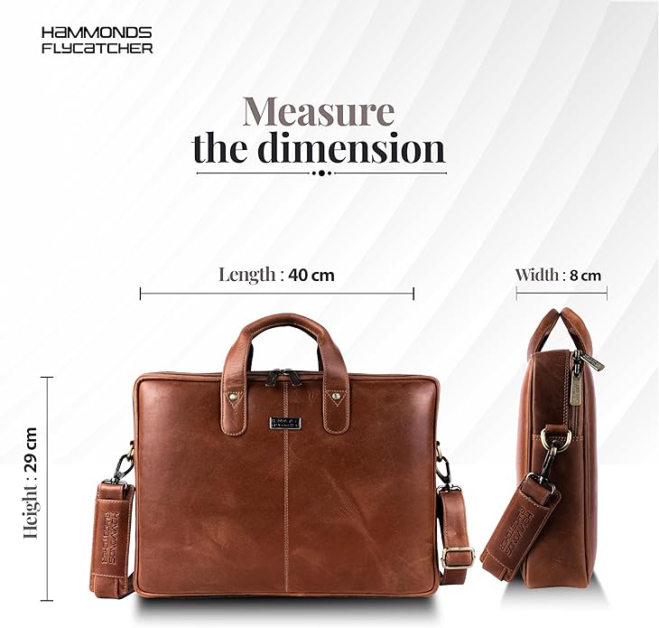 HAMMONDS FLYCATCHER Genuine Leather Laptop Bag for Men, Padded 15.6" Laptop Sleeve, Leather Messenger Bag for Men Briefcases