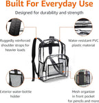 Amazon Basics Transparent Clear School Backpack, Water-Resistant PVC Plastic, Reinforced Shoulder Straps, 17 x 7 x 13 in