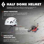 BLACK DIAMOND Half Dome Rock Climbing Safety Helmet | Adjustable Fit | Lightweight & Durable | Ventilated Protection