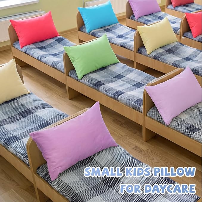 Kigley 12 Pack Mini Pillows for Daycare 9.1 x 13.8'' Small Travel Pillow Bulk Soft Breathable Cotton Pillow for Nap Travel Pet Neck Lumbar Purse Insert (Dark Color)