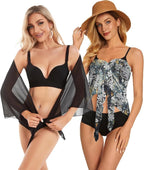 CHICGAL 2 Pieces Women Beach Sarong Bathing Suit Wrap Skirt Sheer Bikini Swimsuit Cover Ups for Swimwear