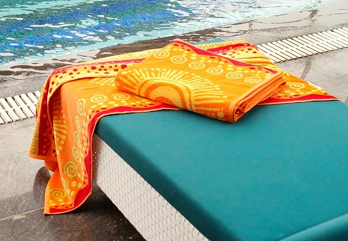 COTTON CRAFT Oversized XL Beach Towel 39 x 68-2 Pack - 100% Cotton Velour - Big & Huge - Pool Picnic Bath Towels - Jacquard Terry Thick Plush Super Soft Luxury - 450 GSM - Sunshine Orange Yellow
