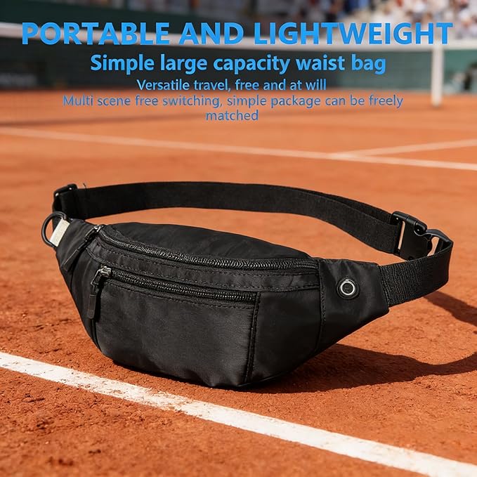 30PCS Crossbody Fanny Pack Bulk,Large Capacity Waist Bag with 4-Zipper Pockets Adjustable Strap Fanny Packs Waterproof Oxford Cloth Travel Belt Bag for Outdoor Shopping Travel Men Women,Black