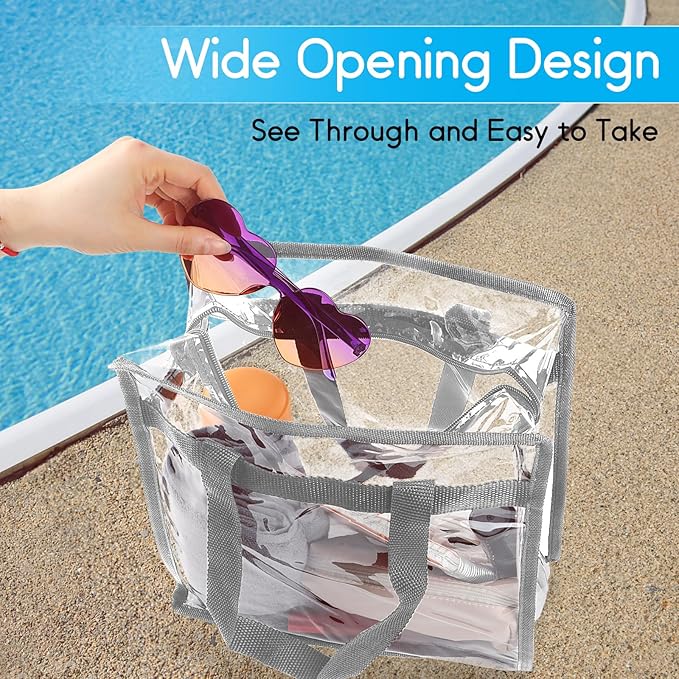 Hoiny Clear Bag for Stadium Events Approved, 12x6x12 Large Transparent Tote Bag with Zipper for Gym Concert Sports Festivals