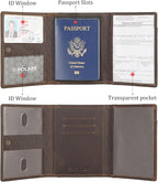 Polare Full Grain Leather Pilot Wallet Passport Holder RFID Blocking Tri-fold Travel Cover Document Organizer for Aviation Professionals (Dark Brown with AirTag Slot)