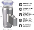 SUNWILL Travel Coffee Tumbler 20 oz, Insulated Mug with Lid, Stainless Steel Cup for Hot and Cold Drinks, Cool Grey