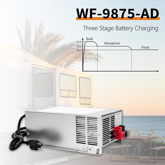 𝐔𝐩𝐠𝐫𝐚𝐝𝐞 WF-9875-AD 75 Amp RV Power Converter Charger, Replace for RV Camper WF-9800 Series, WF-9875, WF-9875-AD, for Lead-Acid/Lithium Battery Three-Stage Charge Rv Converter 75 Amp