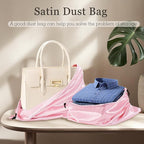 Vonty 3 Pack Silky Dust Bags for Shoes and Purses, Satin Drawstring Bag for HandBags Boots - Pink Shoe Bag Silk Dust Cover Bag Protector Travel Storage Pouch(19.6 x 15.7 In)
