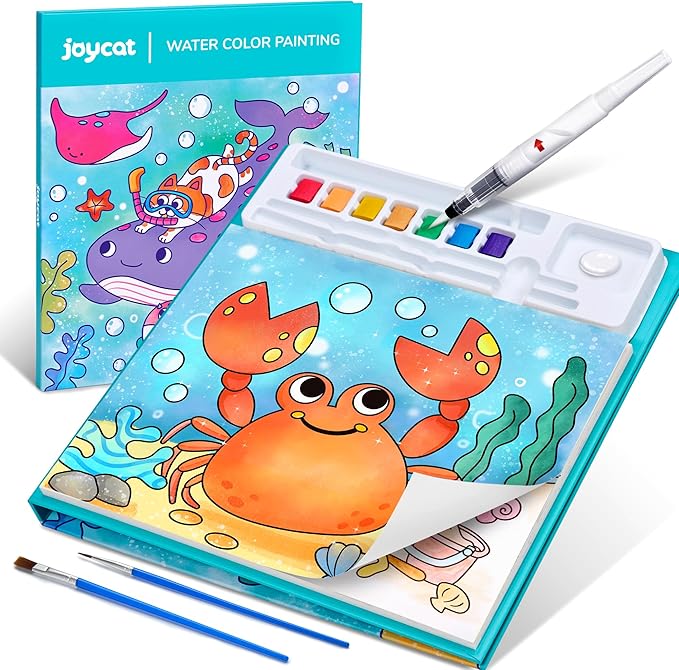 JoyCat Paint with Water Coloring Books for Toddlers, Watercolor Painting Sets for Kids Ages 3-5 4-8, Arts and Crafts Drawing Activities Toy Birthday Gifts for Boys Girls (Sea Animals)