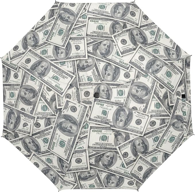 Folding Umbrella Windproof Travel Umbrellas Money Hundred Dollar Bill Light Portable Manual Rain Umbrellas for Man Women