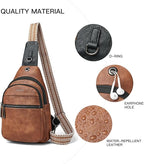 LATMAP Sling Bag For Women Faux Leather Small Casual Daypack Backpack Fanny Pack Crossbody Chest Bags Purse