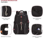 SwissGear 3258 Laptop Backpack, Fits Most 17 Inch Laptops, Secure Computer Sleeve for Travel, Work, School, Men's and Women's - Black