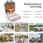 Lovoeo Lunch box Lunch bag for men women Insulated Lunchbox Lunch bags for Work Picnic Travel (Black polka dot)