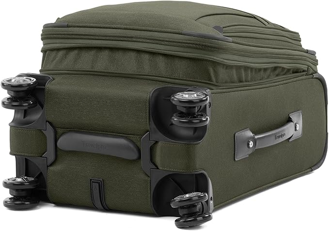 Travelpro Platinum Elite Softside Expandable Luggage, 8 Wheel Spinner Suitcase, TSA Lock, Men and Women, Pilot Green, 2-Piece Set (21/25)