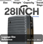 GinzaTravel 28-inch Large Luggage with Spinner Wheels TSA Lock, PP Lightweight Travel Suitcase with Larger Capacity and Lighter Weight, Gray