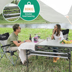 KingCamp Folding Camping Table, Portable Camp Table Foldable Aluminum Roll Up Seamless Desktop with Storage and Tall Legs for Outdoor Backyard Picnic