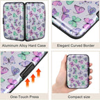 ELFISH Mini RFID Aluminum Wallet Credit Cards Holder Business Card Case Metal ID Case for Men Women(Colorful Butterflies)