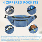 1PCS Crossbody Fanny Pack Large Capacity Waist Bag with 4-Zipper Pockets Adjustable Strap Fanny Packs Waterproof Oxford Cloth Travel Belt Bag for Outdoor Shopping Travel Men Women,Blue