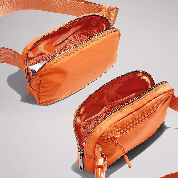 YOSHUYUKI Fanny Pack Cross Body Bag Small Crossbody Bags for Women Men Trendy Nylon Waterproof Mini Purse Travel Running Belt Lulu Dupes Bum Hip Chest Waist Pack Side Bag Must Have Orange