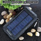 Solar Charger Power Bank, 8000mAh Portable Outdoor Waterproof Solar Battery Charger, Camping External Backup Battery Pack USB C Ports Input/Output, 2 Led Light Flashlight with Compass (Black)