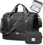 Travel Duffel Bag for Women, Carry-on Overnight Weekender Bags with Wet Pocket & Toiletry Bag, For Spirit Airlines 18x14x8 Personal Item Bag,Small,Black