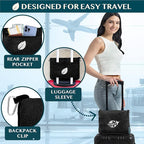 PAVILIA Travel Blanket and Pillow, Arms Opening Airplane Blankets for Adults, Compact Plane Blanket with Arm Hole 2-in-1 Bag for Flight Car Camping Fit in Luggage Backpack Traveler Gift, Black
