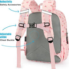 STEAMEDBUN Corduroy Kids Backpack for Girls Boys 3-8, Girls Backpack for Elementary Kindergarten - Pink Rose