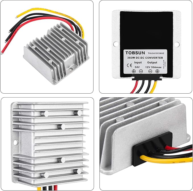 DC 24V Step Down to 12V 30A 360W Converter Waterproof Buck Converter Voltage Reducer Regulator Power Converter Transformer for Golf Cart Club Car