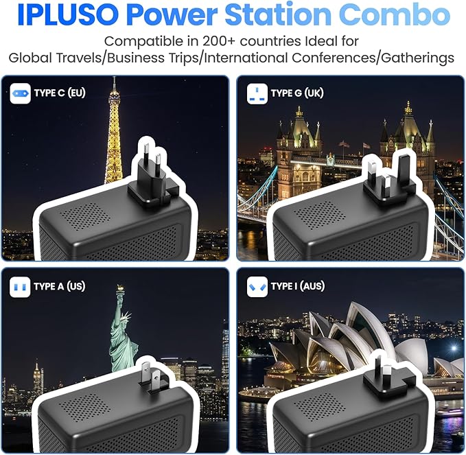 2000W 220V to 110V Voltage Converter US to Europe for Hair Dryer, Converter for European Travel, Travel Adapter with 2 USB A and 2 USB C Ports (Matt Black)