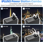 2000W 220V to 110V Voltage Converter US to Europe for Hair Dryer, Converter for European Travel, Travel Adapter with 2 USB A and 2 USB C Ports (Matt Black)