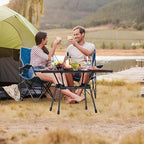 GARLLEN Folding Camping Table 176LBS Capacity, 4 Adjustable Height Roll-up Camping Table with Carrying Bag, Portable Aluminum Picnic Table for BBQ, Cooking, Outdoor, Tabletop 35" L x 16" W