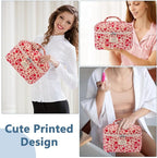 Gosect Large Makeup Bag, Cute Cosmetic Bag for Women Girls, Floral Coquette Aesthetic Toiletry Bag, Travel Make Up Organizer Bag (Pink Rose)