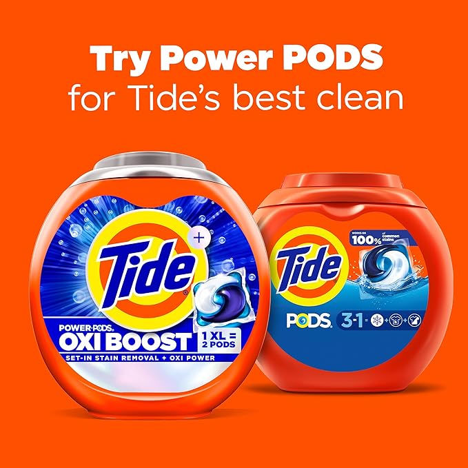 Tide PODS laundry detergent pacs, 3-in-1 Stain Remover, Odor Fighter, Color Protector, 76 Count, HE compatible, Original Scent
