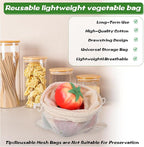 18 Pack Reusable Produce Bags Reusable Washable - Vegetable Grocery Cotton Mesh Bags for Farmers Market, Beach, and Refrigerator Storage Vegetables (6xS, 6xM, 6xL)
