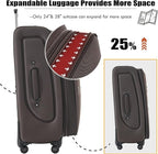 Lightweight Expandable Softside Luggage Sets 3 Piece, Large Capacity Travel Suitcase with Spinner Wheel, TSA Lock, Easy Access Design and Adjustable Telescoping Handle (Brown)