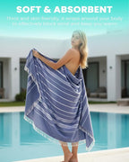 Giant Huge Thin Boho Throw Blanket Turkish Beach Blanket Towel Jumbo Extra Large XL XXL Big Oversized Outdoor Picnic Accessories Travel Essentials for Family Camping Gears Must Haves Yard Mat Navy