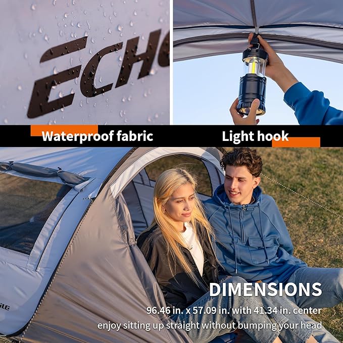 EchoSmile Pop Up Camping Tent, 2/4/6 Person Easy Setup Tent, Water Resistant Dome, Portable with Carry Bag