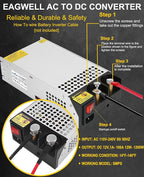 New Version 110V AC to 12V DC Converter 12V Power Supply, Universal SMPS Transformer for RV, Pump, LED Strip, CCTV, Car Stereo,Diesel Heater (1200W Power Supply)