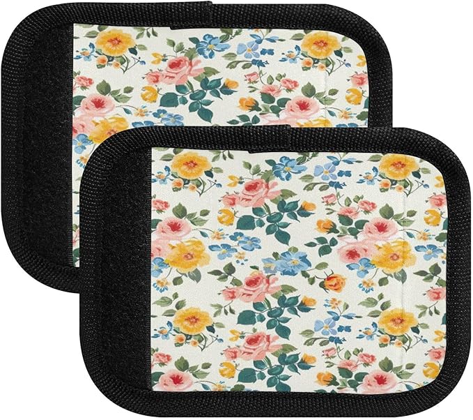 Qilmy Fresh Style Floral Fragments Luggage Handle Wrap 2Pack Luggage Identifiers Tag Comfort Handle Grips Cover for Stroller Suitcase Bag Airplane Travel Accessories1559
