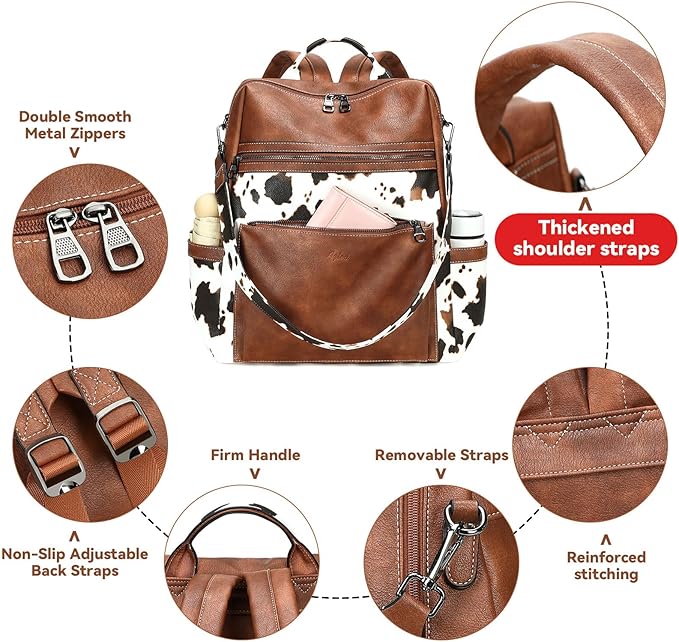 AGLOD Vegan Leather Laptop Backpack for Women 15.6 Inch Work Backpack Purse for Travel College