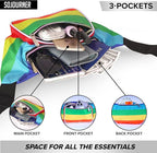 Rainbow Fanny Pack Belt bag - Crossbody Waist Bag for Men or Women - Hands-Free, Waterproof Large Bumbag for Hiking, Running, and Travel