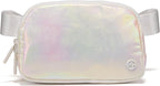 Pander Two Way Zipper Fanny Pack Nylon Everywhere Belt Bag for Women, Water Repellent Waist Packs, Crossbody Bags with Adjustable Strap(Iridescent).