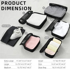 BAGAIL 4 Set/6 Set/8 Set Compression Packing Cubes Travel Accessories Expandable Packing Organizers (Square Mesh, 05-Jet Black)