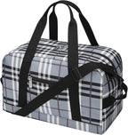 Apenze Small Gym Bag 14 inch lightweight Carry On Mini Duffel Bag for Travel Sport - Gray white plaid