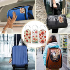 3 PCS Red Poppy Flower Luggage Tags,Suitcase Tags Privacy Cover ID Label with Stainless Steel Loop and Address Card for Travel Bag Suitcase