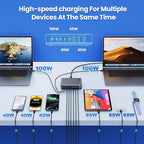 USB C Charger Block 515W[2025 Upgraded] GaN IV 8 Port Fast Charging Station Hub,Dual PD 100W USB C Laptop Charger Compatible with MacBook Pro/Air,iPad,iPhone 16/15,Galaxy S23/S24 Steam Deck Dell XPS