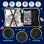 Kids Ride-On Suitcase with Cute Ears, DIY Graffiti Coloring Design, 20" Carry-On Luggage with 4 Spinner Wheels, Pull Rope & Combination Lock – Rideable Travel Case for Toddlers & Children(Green)