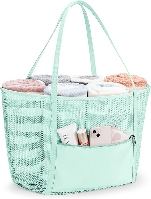 KALIDI Upgrade Version Beach Mesh Tote Bag MAX 27L Large capacity,Shoulder Bag Nylon Hobo Women Casual Foldable Beach Picnic