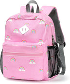 STEAMEDBUN Corduroy Toddler Backpack for Girls 2-4, Kids Preschool Backpack for Kindergarten - Rainbow